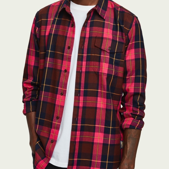 Scotch and Soda Checked Shirt Pink - Picture 3 of 4